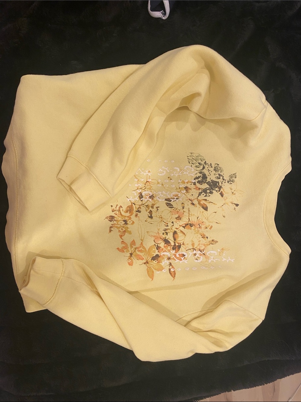 Northern Reflections Pale Yellow Floral Scoopneck Sweater